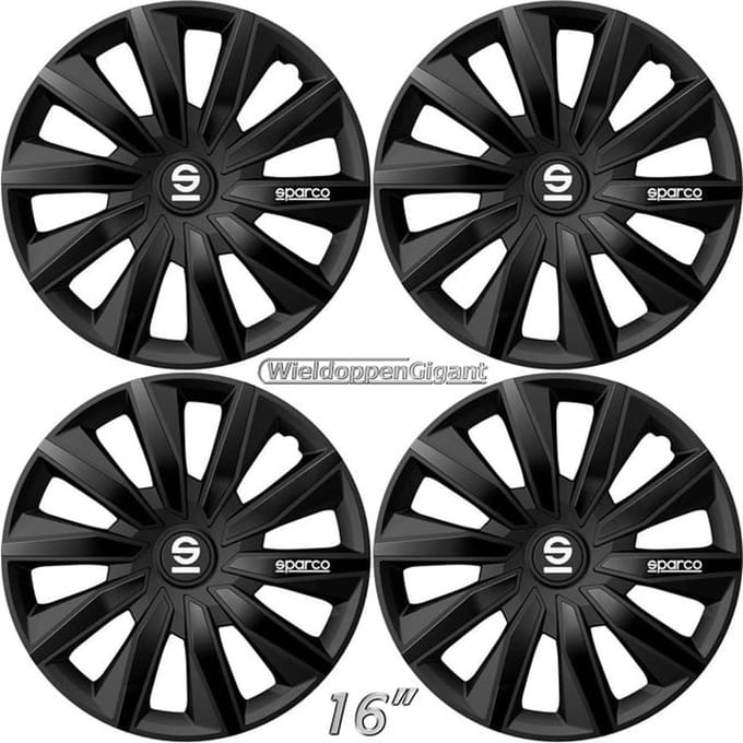 SPARCO Wieldoppen Milano-BK 16 inch - set van 4 - zwart - ABS kunststof