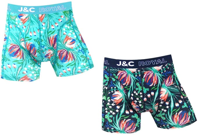 J&C Underwear heren boxershorts - 2-pack - maat S - Pink flowers
