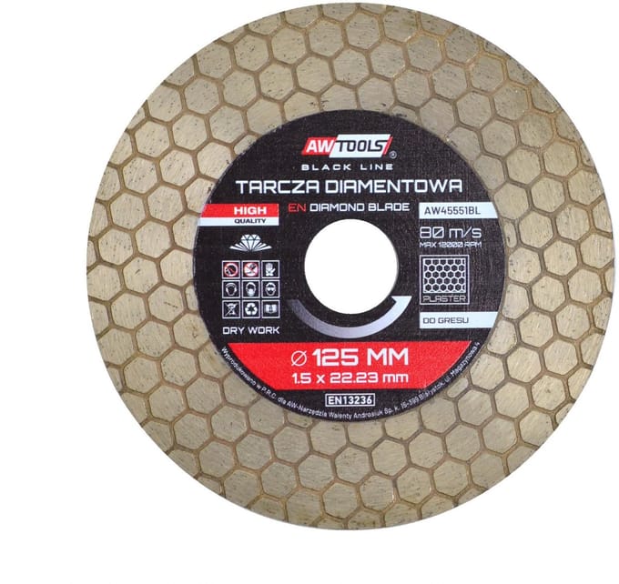Awtools Black Line - Diamantschijf - 125mm - Plaster Miodu - 2-in-1