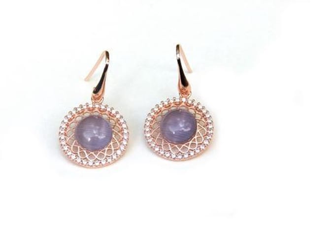 model Vintage oorringen in zilver roze verguld paars