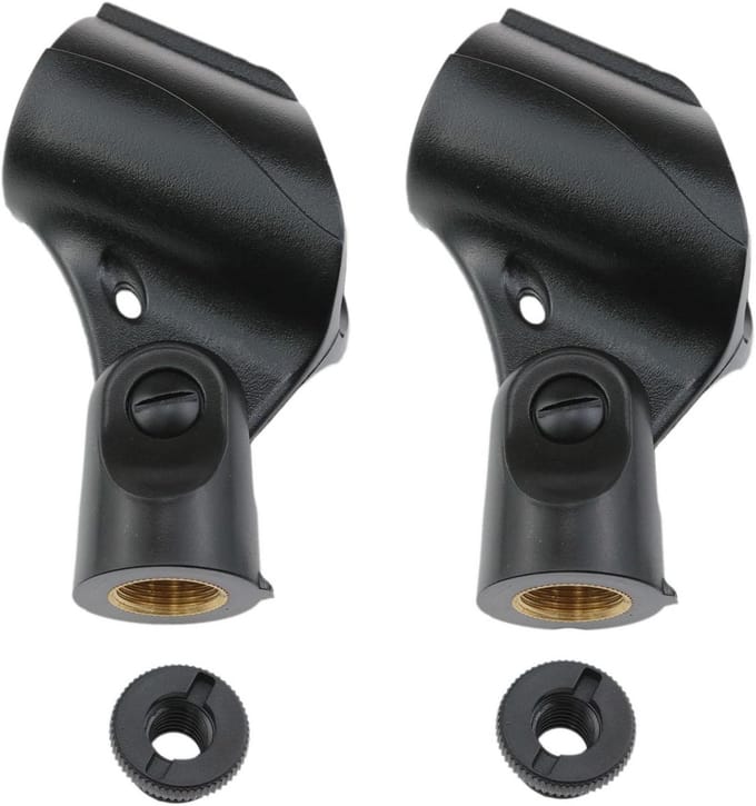 2x Verstelbare Microfoonhouder Clip voor Standaard - Universele Microfoon Clip Zwart