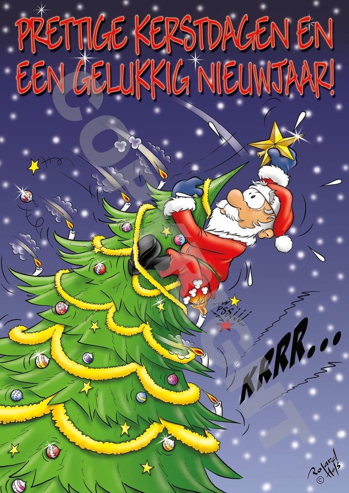 KERSTKAART ansichtkaart 2000 stuks - Kerstboom met echte kaarsjes