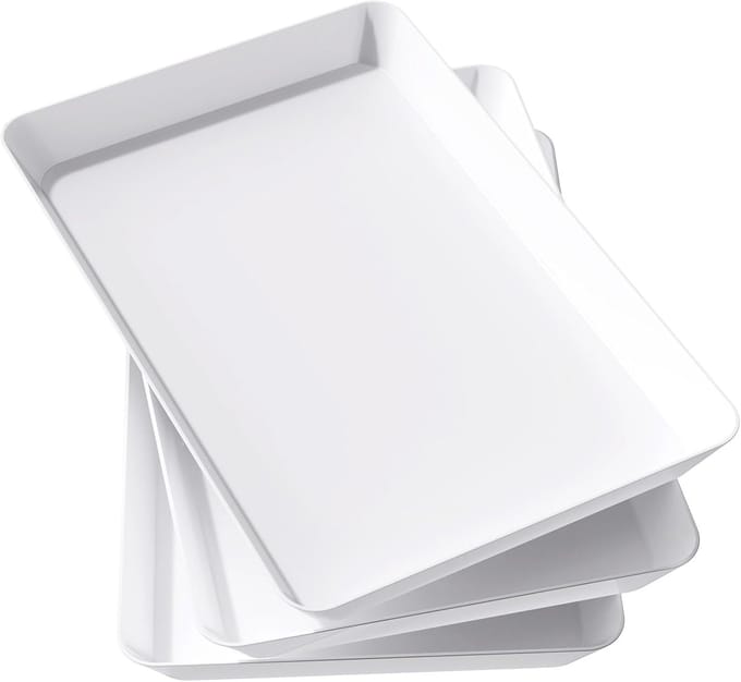 Lifewit Set van 3 Witte Plastic Serveerschalen Herbruikbaar 36x24cm