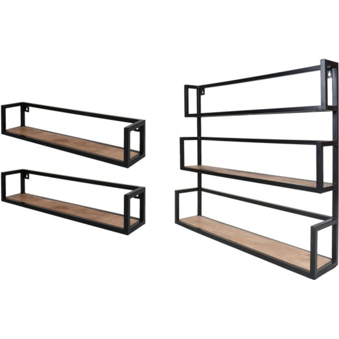 Home67 Set Wandplanken Vintage - 2x 81 cm + 1x Trio - Mangohout