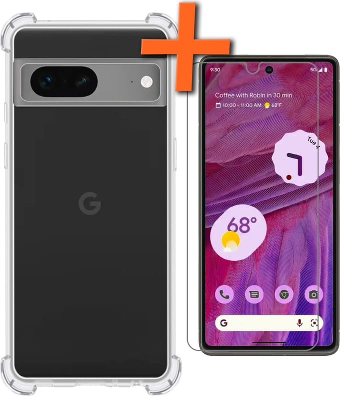 Hoes - Met Screenprotector - Geschikt voor Google Pixel 7A - Sterk & Shockproof - Siliconen Case - Back Cover - Telefoon Hoes - Shock Proof - Transparant