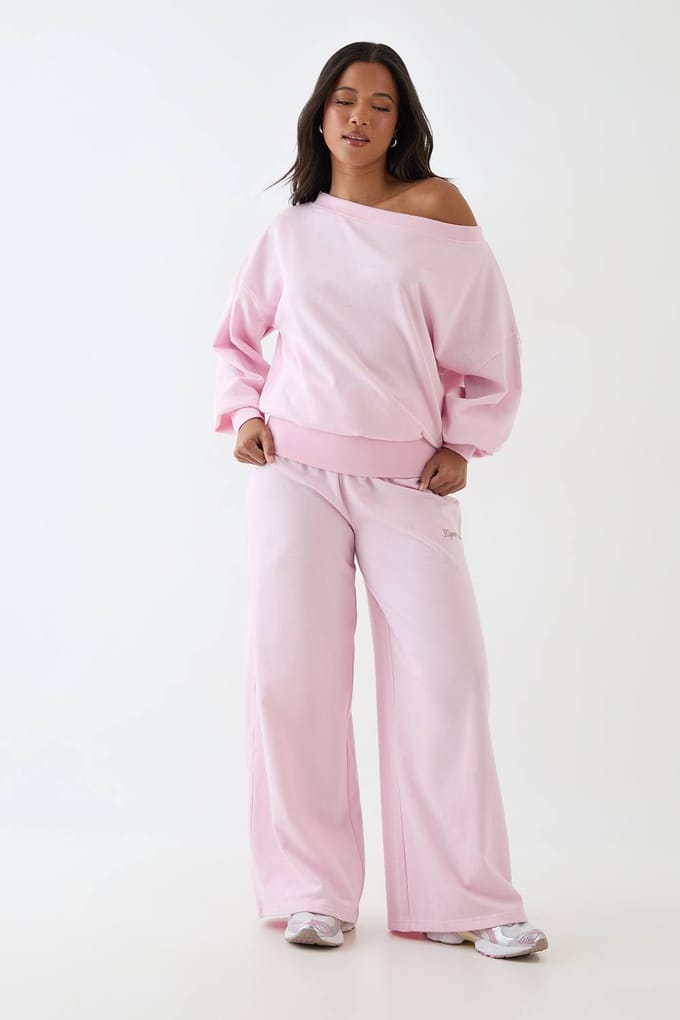 Dames Dsgn Studio Lichtgewicht Mid-rise Jogger Met Omvouwbare Tailleband | Roze | Maat: Large