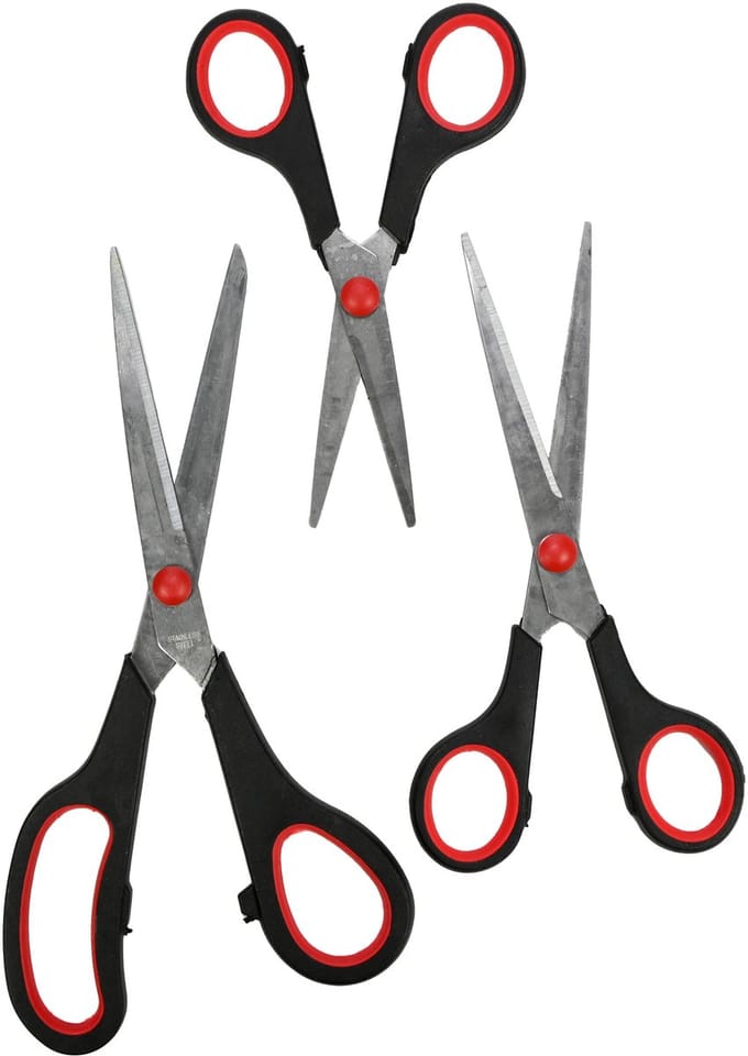 Benson 3-delige schaarset - soft-grip handvat - RVS bladen - rood/zwart