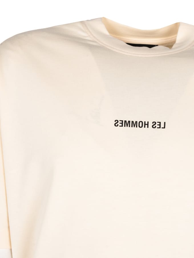 Les Hommes T-Shirt Happy Pictures Oversize Mannen beige
