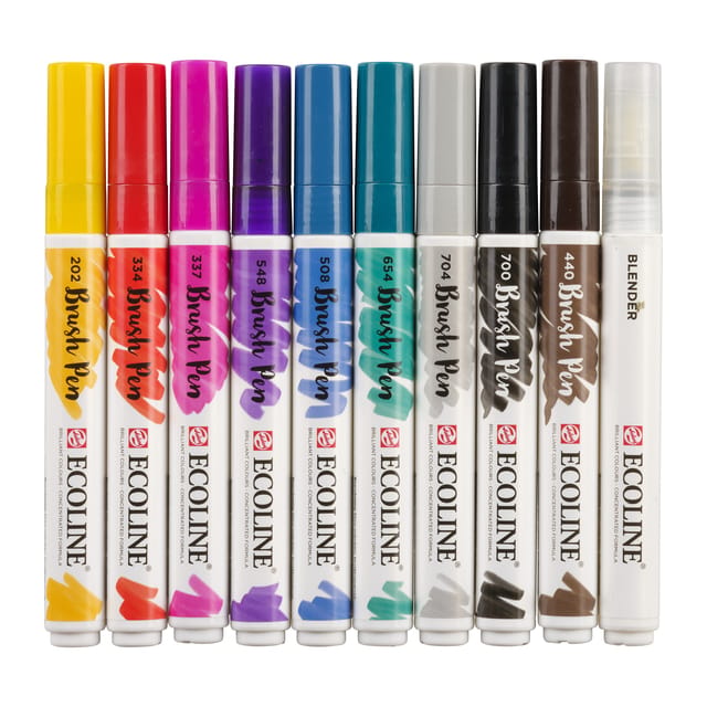 Brushpen Talens Ecoline set à 10 stuks handlettering