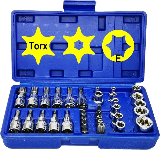 E-Torx (Ster) Bit Socket Set 34 Delen - Inclusief Sabotagebestendige Bits