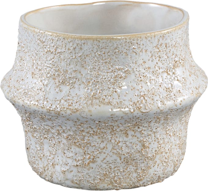 PTMD Bloempot Ivery - 17x17x13 cm - Keramiek - Wit