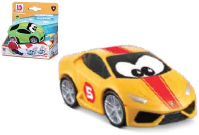 BB Junior Lamborghini Huracan Coupe - Push & Race - 3 inch - Geel/rood