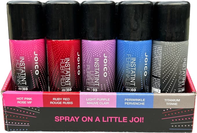 Joico InstaTint Temporary Color Shimmer Spray Promo Display 5x6x50ml = 30 STUKS IN VERKOOPDISPLAY