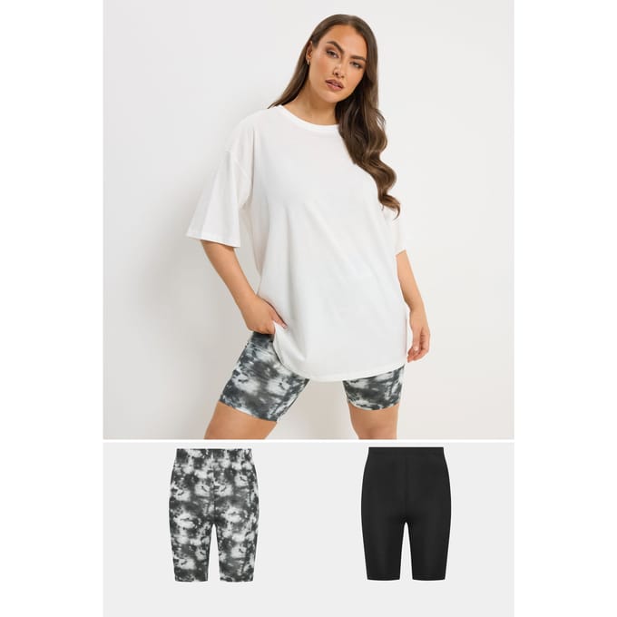 Yours 2 Pack Zwarte Tiedye Fietsshorts Size 56