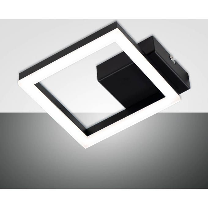 Fabas Luce LED wandlamp Bard, zwart, 17 x 17 cm, metaal, dimbaar