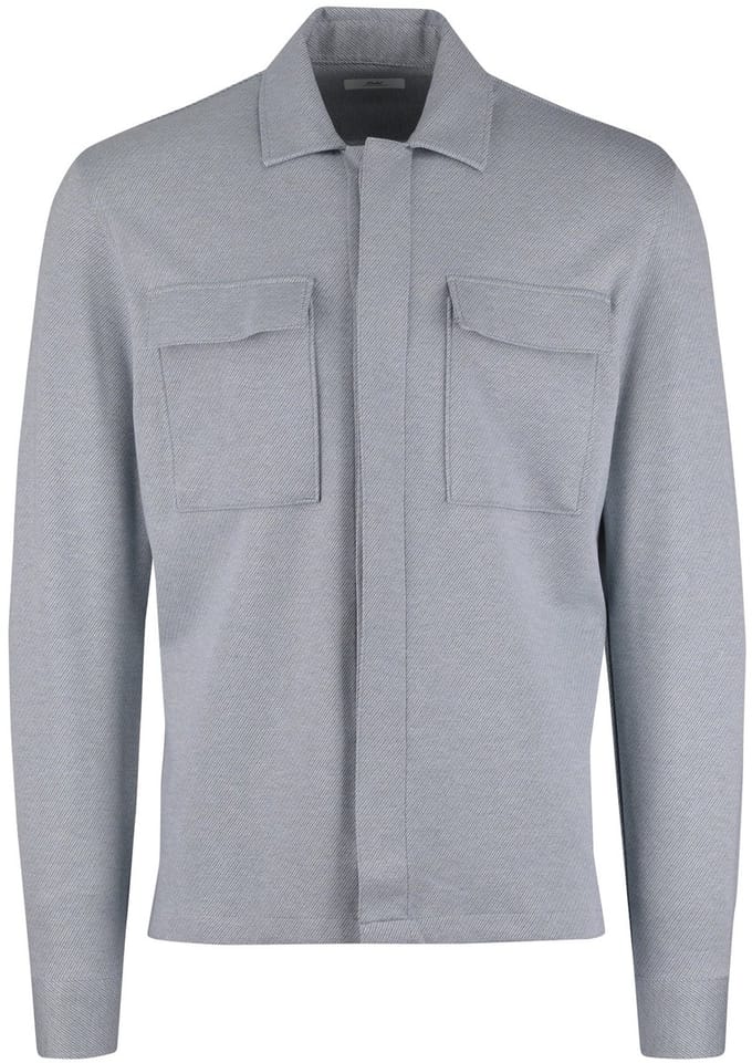 overshirt Gentiluomo grijs gemeleerd knoopjes normale fit