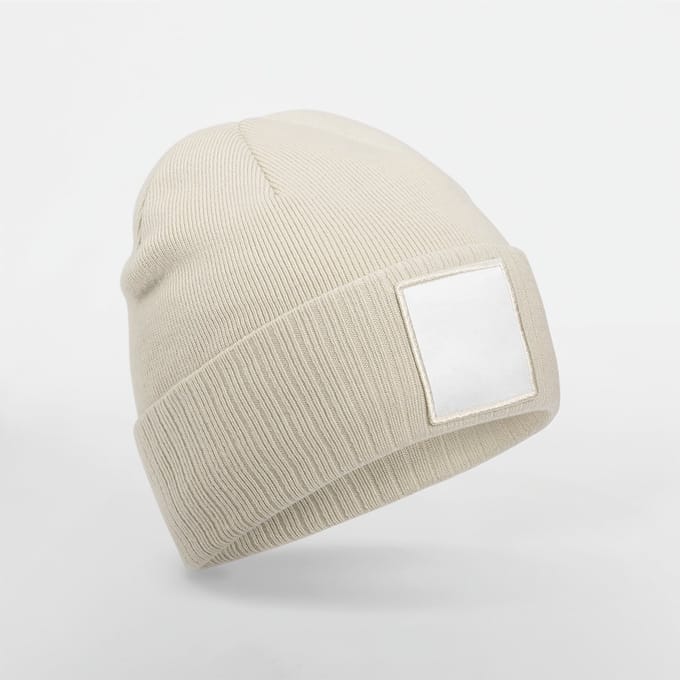 Beechfield Muts met patch B337R - Oatmeal/White - One size