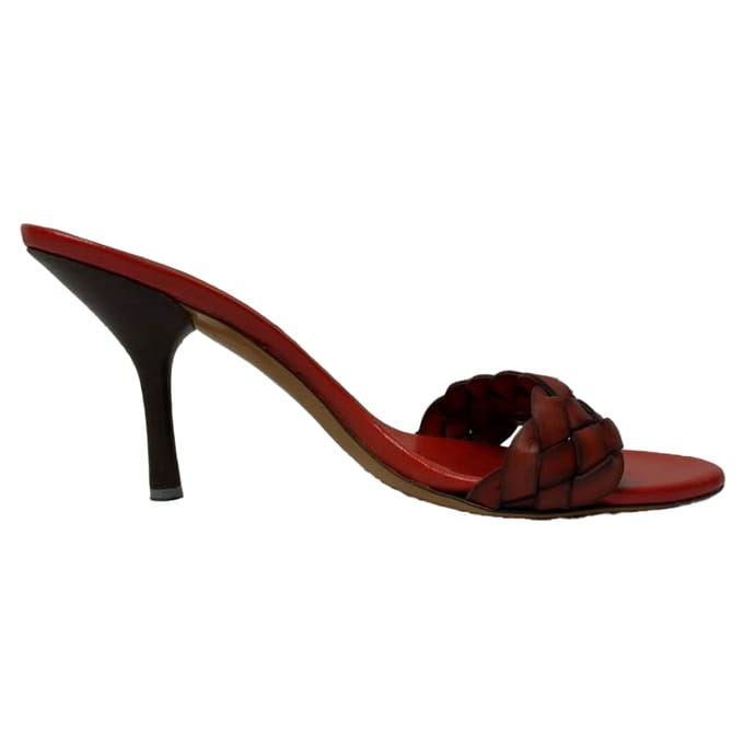 Gucci Geweven Slippers in Rode Leer