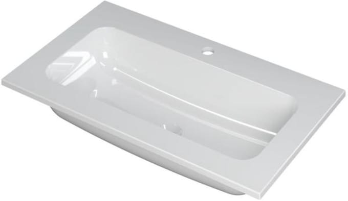 INK Faktor Wastafel Polystone Centraal met 1 Kraangat - 800x450x15 mm - Glans Wit