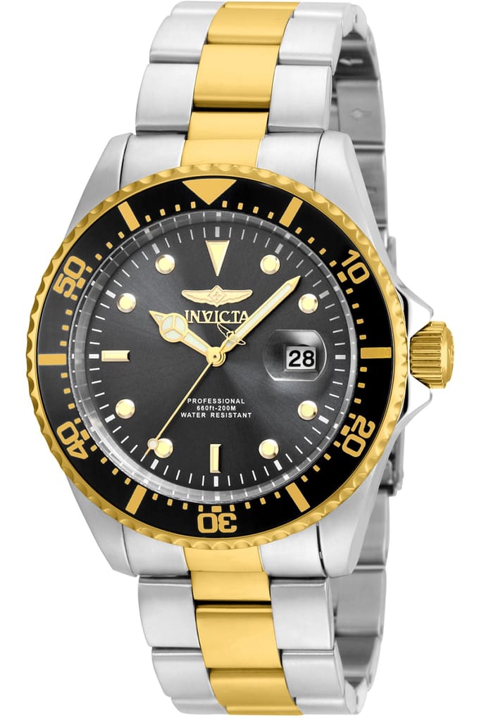 Invicta Pro Diver 22057 Heren Horloge - Waterdicht - Analoog - Quartz Uurwerk - Roestvrij Staal met zwarte Wijzerplaat - 43mm