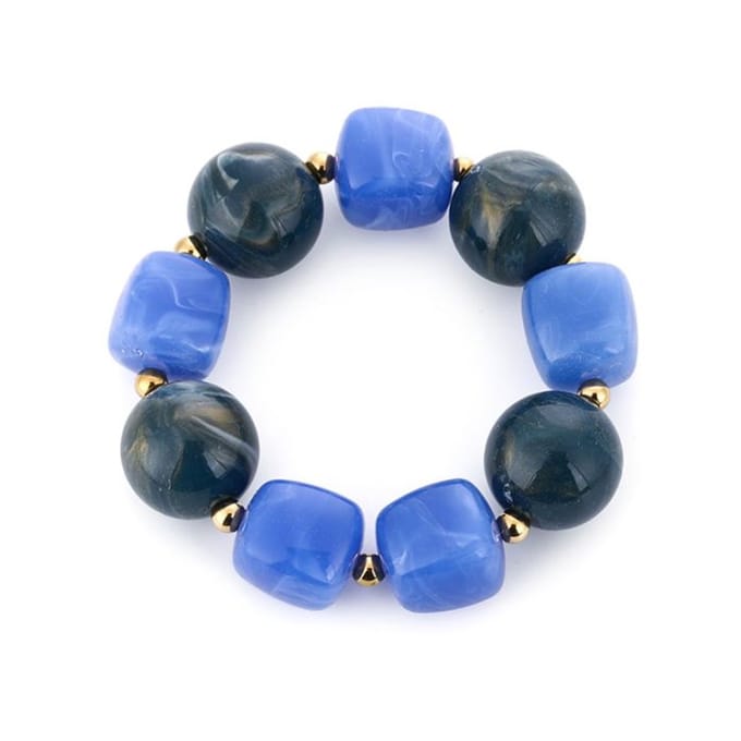Bijoutheek Armband (Sieraad) Kralen Grof Elastisch Blauw