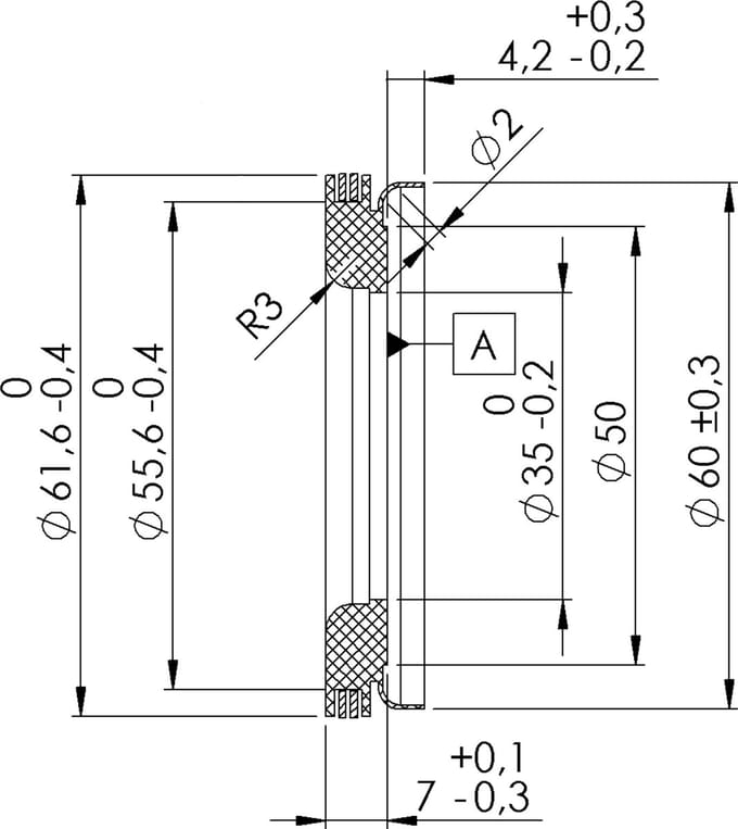 Afsluitring kegellager 35x61,6x7 mm