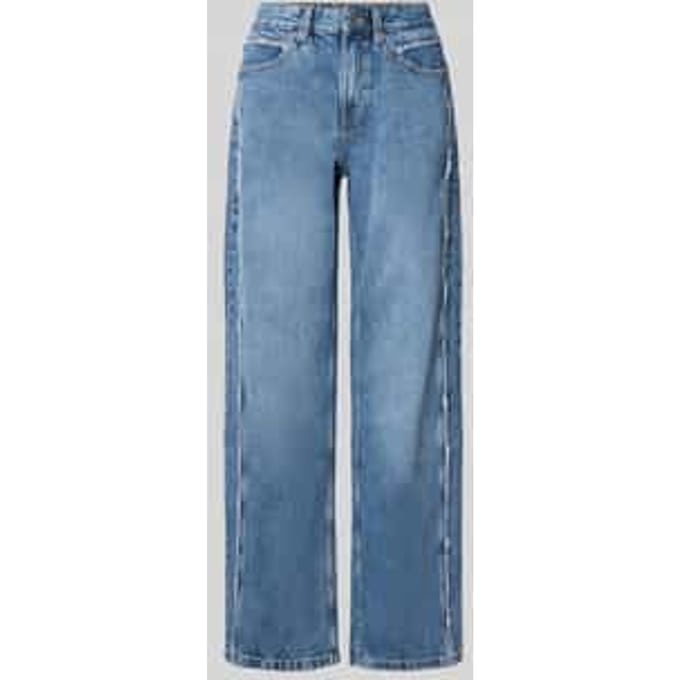 Wide leg jeans met franjestiksels