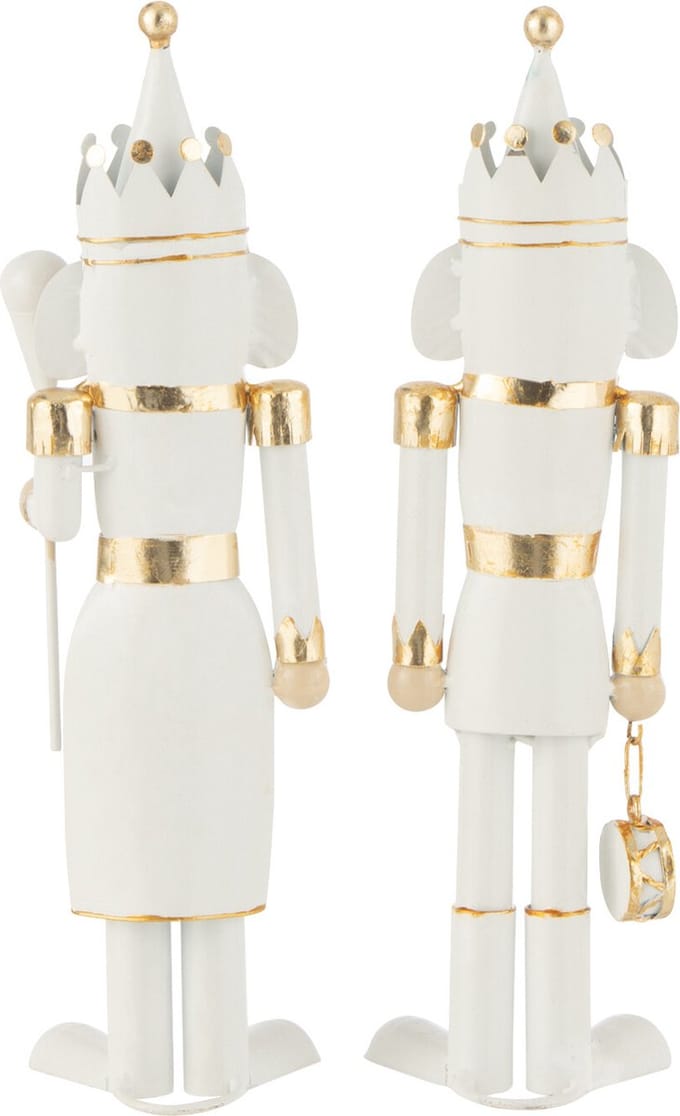 J-Line figuur Notenkraker - ijzer - goud/wit - small - 2 stuks