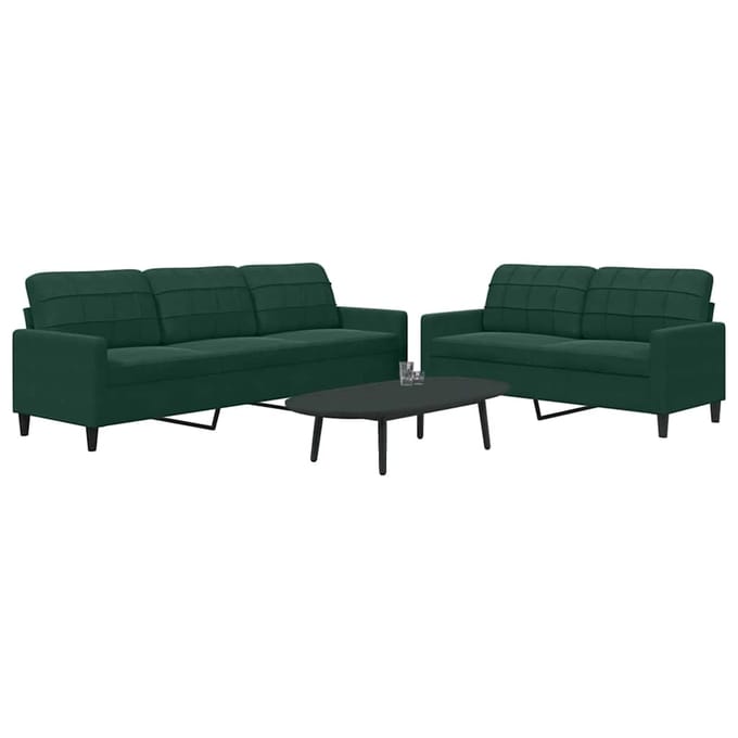 vidaXL - 2-delige - Loungeset - met - kussens - fluweel - donkergroen