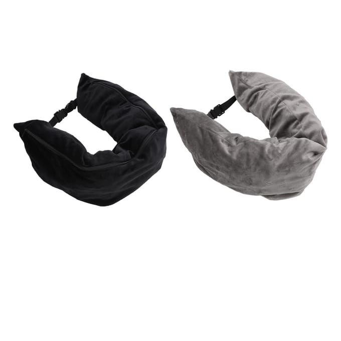 2 STUKS Vulbare Reiskussens met Touw U-vormige Neksteun Rust Draagbaar Kleding Bagage Opberg gray