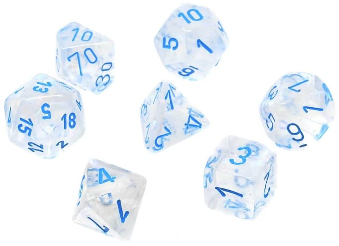 Chessex Borealis Polyhedral Icicle/light blue Luminary Dobbelsteen Set (7 stuks)