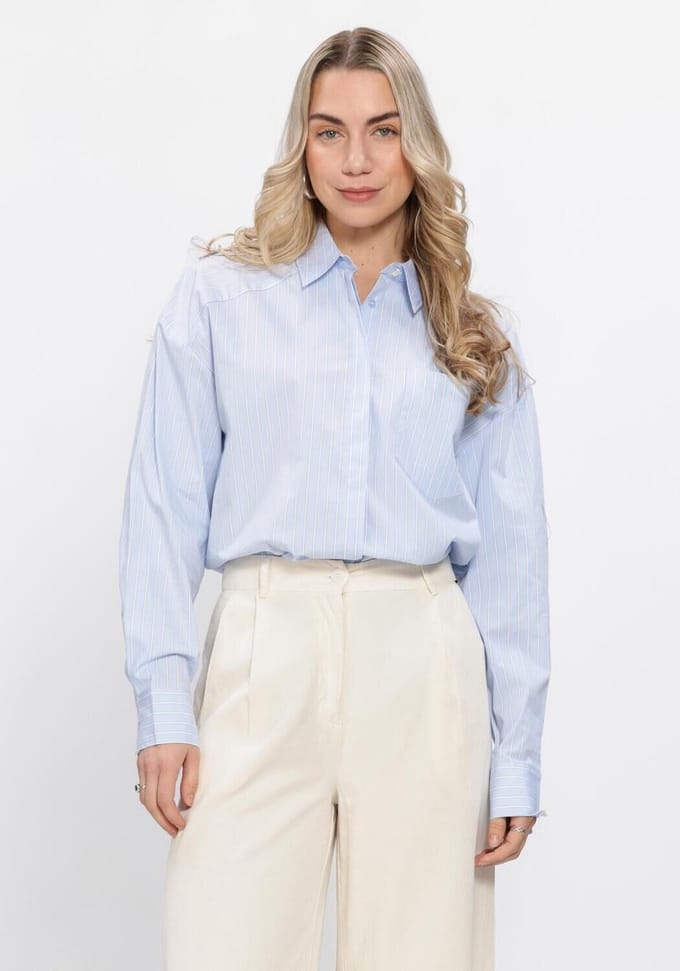 Simple Blouse Dames - Jurken - Lichtblauw - Maat M