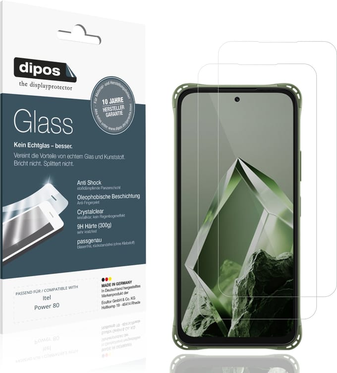 dipos – 2x Pantserfolie geschikt voor Itel Power 80 | 9H Screenprotector