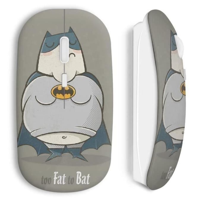 Souris Sans Fil - MANIACASE - Too Fat To Bat - Gris - USB wifi - Compatible Mac et PC