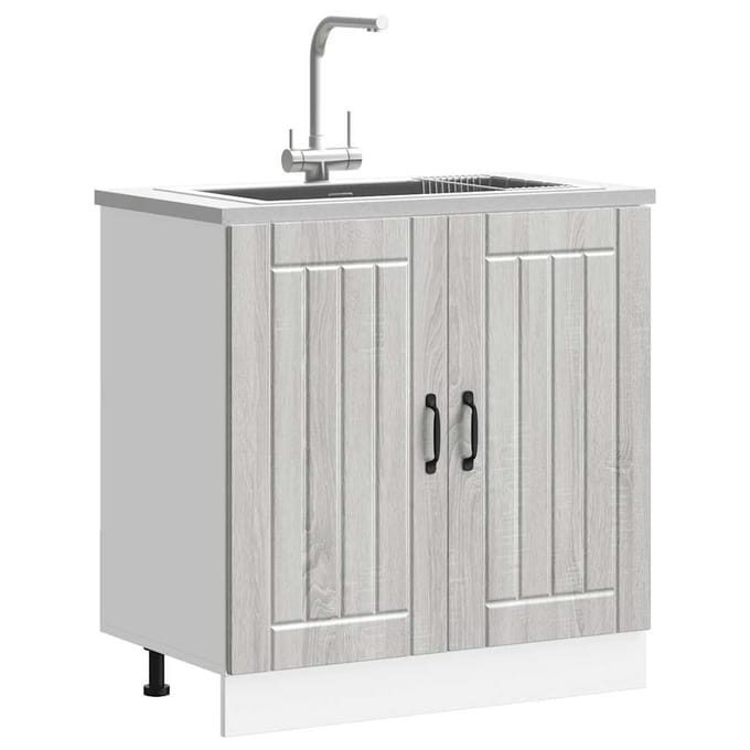 vidaXL - Spoelbakonderkast - Lucca - bewerkt - hout - grijs - sonoma - eiken