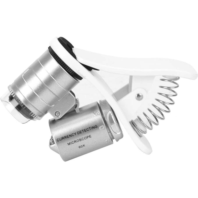 Mini-microscope de poche 60X, loupe LED, détecteur de contrefaçons
