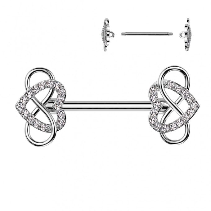 Tepelpiercing met infinity hart 1.6x12 - zilver - LMPiercings