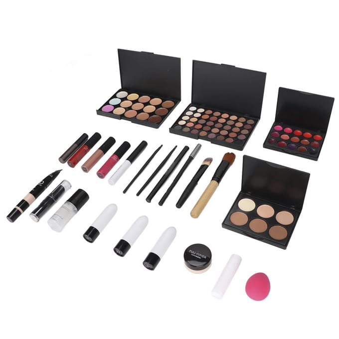 Multifunctionele Make-up Kit Cosmetische Oogschaduw Lipgloss Concealer Set met Cosmetische Tas black