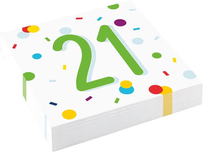 Amscan - Servetten Confetti Verjaardag 21 jaar (20 stuks)