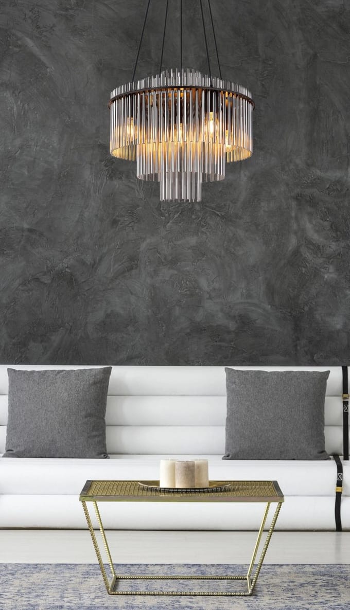 Hanglamp - zwart - GORLEY - glas - Ø 50cm - E27 - 15698H1 - Globo
