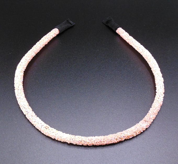 Diadeem zalm kleur glitter dun