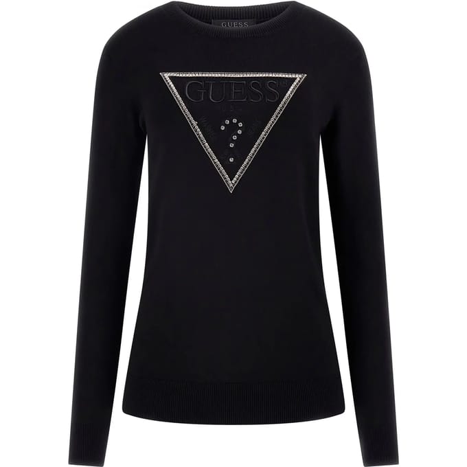 T-shirt col v col rond met driehoeklogo voor dames Guess Kiara