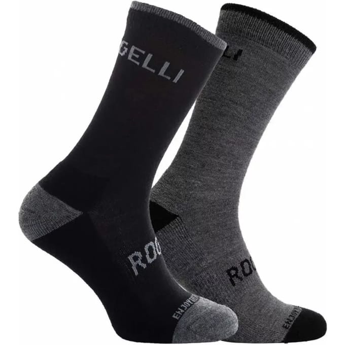 Rogelli Merino Wool Dames en Heren 2 pack Fietssokken - Zwart/Grijs