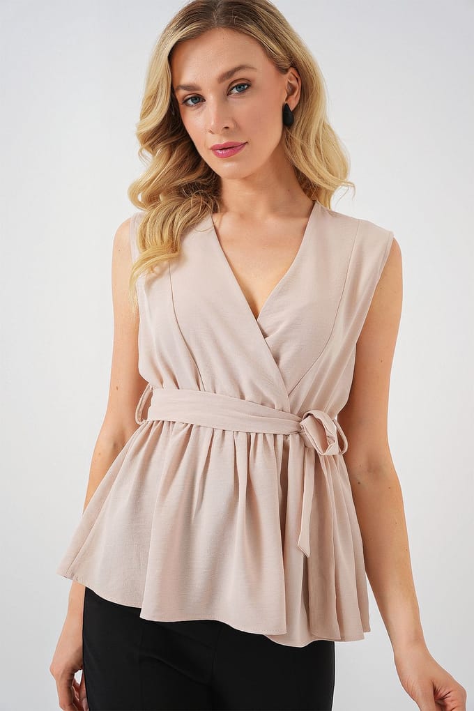 V-hals Strikblouse