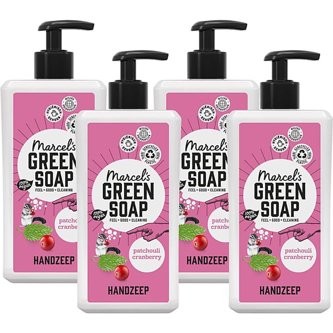 Marcel's Green Soap Handzeep Patchouli & Cranberry Multipack x4