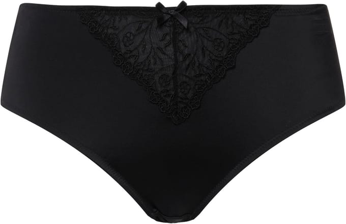 Ulla Popken - Dames - Midislip kanten inzetstuk - Zwart - Maat 54+