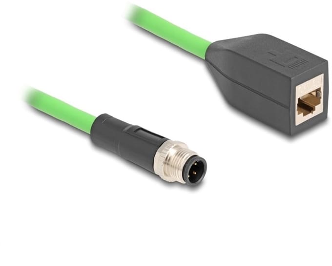 M12 4-pins D-gecodeerd (m) - RJ45 (v) industriële netwerkkabel | CAT5e | PUR | 0,50 meter