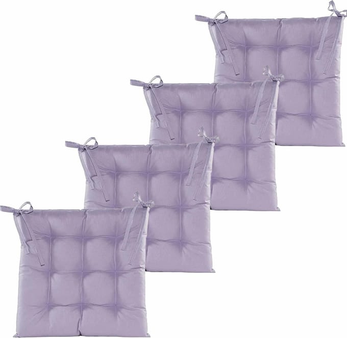 Anna's collection Stoelkussen gewatteerd - 4x - lila paars - 38 x 38 cm - binnen/buiten