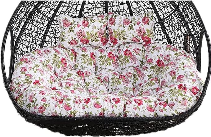 Dubbele Hanger Rotan Ei - Hangmat Stoel - Buiten Ontspannen - Zonbestendig Wasbaar - 52 inch - Bloem E