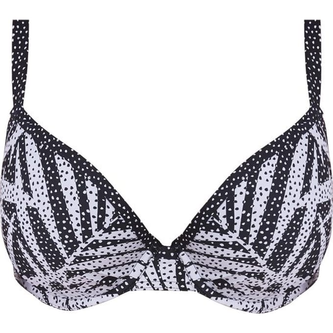 Freya - Maat 80D - GEMINI PALM UW Moulded Plunge Bikini Top - MONOCHROME - Vrouwen